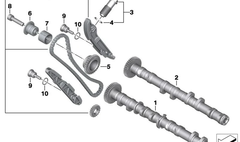 Árbol de levas de admisión OEM 11318404107 para motos BMW S 1000 R, S 1000 XR... y más. Original BMW Motorrad.