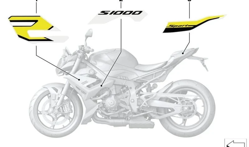 Inscripción revestimiento lateral superior izquierdo OEM 51149467521 para BMW Motorrad S 1000 R (K63). Original BMW Motorrad.