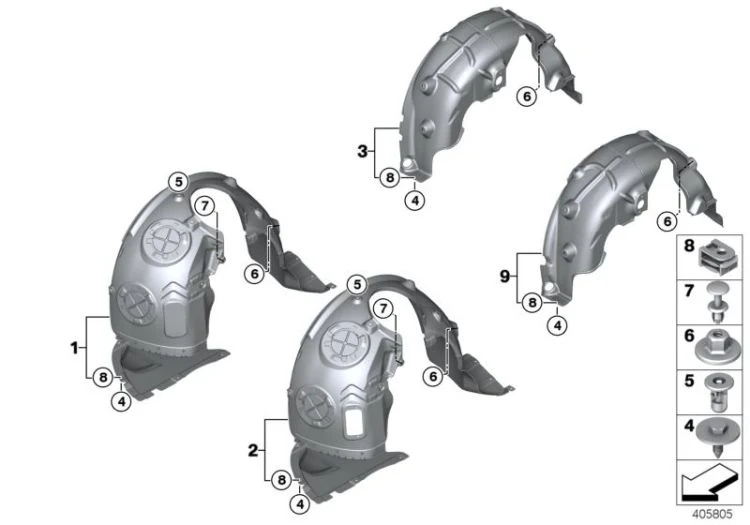 Recubrimiento cubrerueda trasero derecho OEM 51717346040 para MINI Clubman F54, F54 LCI. Original MINI.