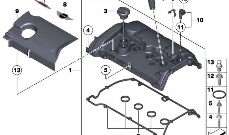Cubierta de la culata OEM 11127646552 para MINI R56, Clubman R55, Cabrio R57, Coupé R58, Roadster R59, Countryman R60, Paceman R61. Original MINI.
