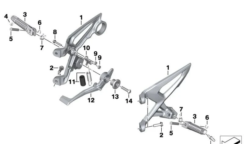 Pedal de freno OEM 46719467686 para motos BMW S 1000 R (K63), M 1000 R (KM3). Original BMW Motorrad.