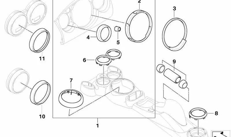 Anillo decorativo consola freno mano cromado OEM 51167127912 para MINI R50, R53, Cabrio R52. Original MINI.