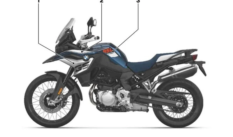 Decoración revestimiento lateral derecho OEM 51147108778 para motos BMW F 850 GS, F 900 GS. Original BMW Motorrad.