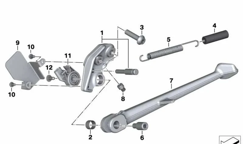 Apoyo lateral corto OEM 46538556832 para BMW Motorrad S 1000 XR (K49) 2015-2019. Original BMW Motorrad.