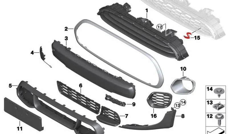 Soporte para matrícula delantero OEM 51137362749 para MINI F55, F56, Cabrio F57. Original MINI.