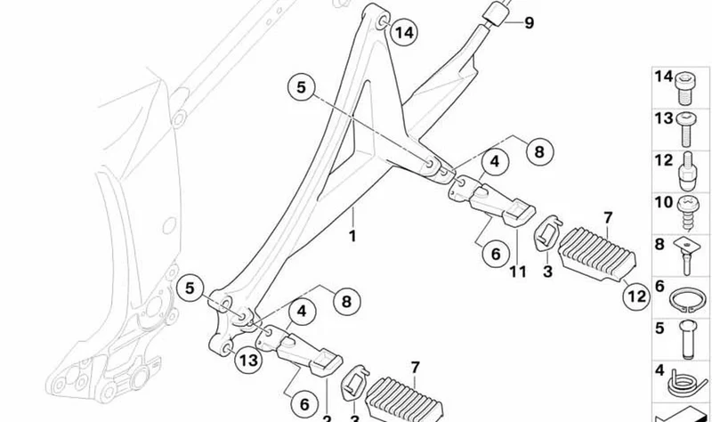 Muelle de torsión izquierda OEM 46717681423 para motos BMW K1200GT, K1300GT. Original BMW Motorrad.