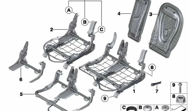 Bastidor respaldo central OEM 52209801308 para MINI Countryman R60. Original MINI.