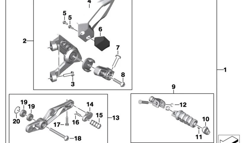 Apoyo para pie del conductor izquierdo OEM 46719457759 para motos BMW S 1000 R (K63), M 1000 R (KM3)... y más. Original BMW Motorrad.