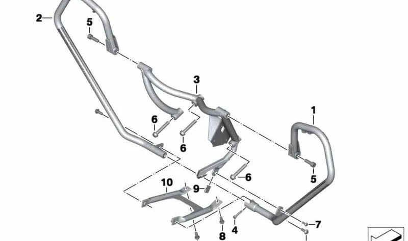 Soporte básico arco de protección delantero OEM 11848535204 para BMW Motorrad F 800 GT (K71) y más. Original BMW Motorrad.