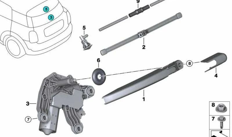Escobilla limpiaparabrisas delantera OEM 61617411249 para MINI F55 LCI, Countryman F60, Countryman F60 LCI. Original MINI.