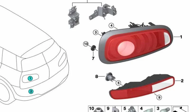 Portalámpara trasera izquierda OEM 63217447491 para MINI Clubman F54 (11/2014 - 07/2019). Original MINI.