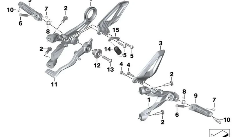 Descansa-pies izquierdo OEM 46718568715 para motos BMW S1000RR, M1000RR. Original BMW Motorrad.