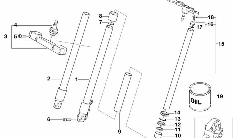 Retén de eje delantero OEM 31427652715 para motos BMW C1 (0191, 0192). Original BMW Motorrad.