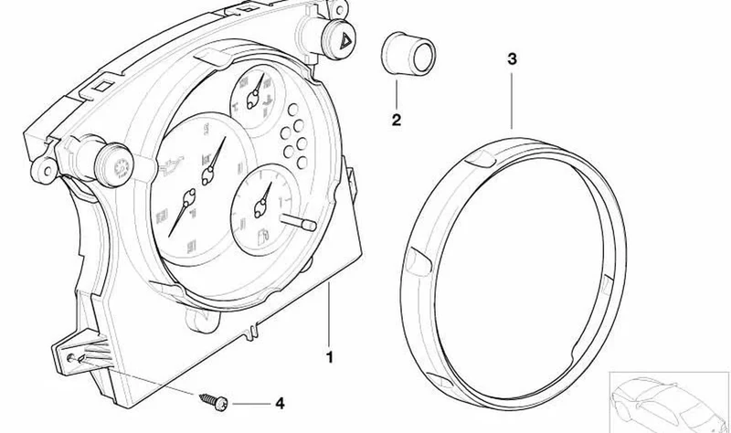 Cuadro de instrumentos Chrono Paket OEM 62109126997 para MINI R50, R53, Cabrio R52. Original MINI.