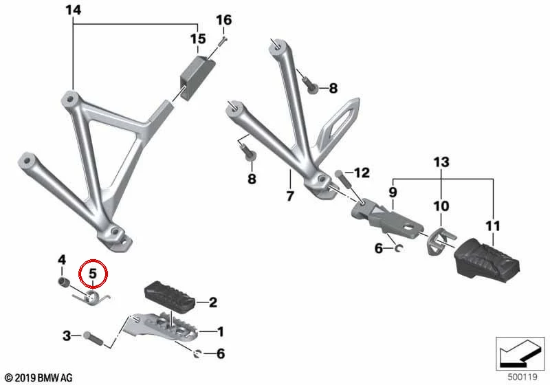 Muelle de torsión OEM 46718526107 para motos BMW R 1300 GS, R 1250 GS, F 750 GS, F 850 GS... y más. Original BMW Motorrad.