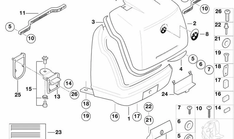 Tope OEM 46542316319 para motos BMW R850GS, R1100GS, R1150GS, R1100RT, R1150RT, K1100RS, K1100LT, K75RT, C1... y más. Original BMW Motorrad.