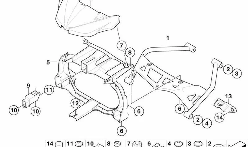 Soporte lateral derecho OEM 46637711208 para motos BMW K 1200 R, K 1300 R. Original BMW Motorrad.