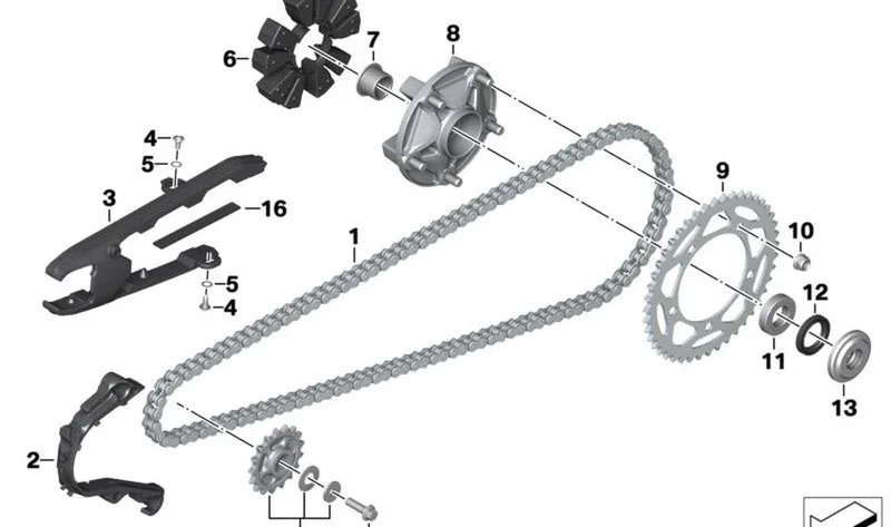 Protección contra caída de cadena OEM 33818392821 para motos BMW F 750 GS, F 850 GS, F 900 R, F 900 XR. Original BMW Motorrad.