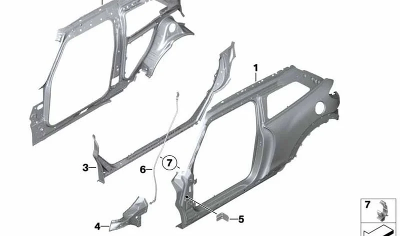 Viga de apoyo para pasarrueda exterior izquierda OEM 41119806245 para MINI Countryman R60, Paceman R61. Original MINI.