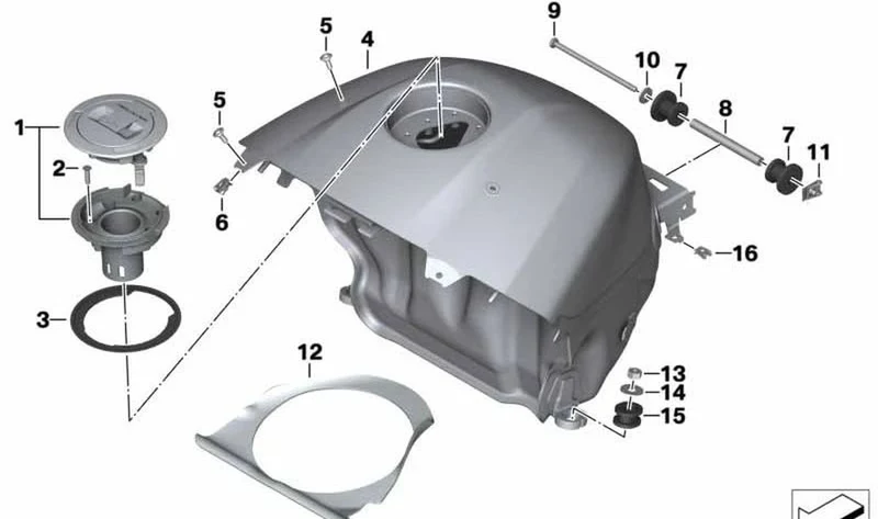 Depósito de combustible OEM 16118405141 para motos BMW S 1000 R, M 1000 RR, S 1000 RR, M 1000 R. Original BMW Motorrad.