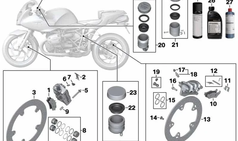 Depósito de compensación de embrague OEM 32728546244 para motos BMW R1200S, HP2 Sport. Original BMW Motorrad.