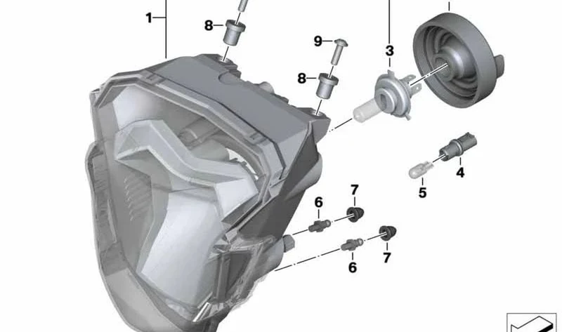 Caperuza de faro OEM 63128551630 para BMW Motorrad F800R (K73). Original BMW Motorrad.