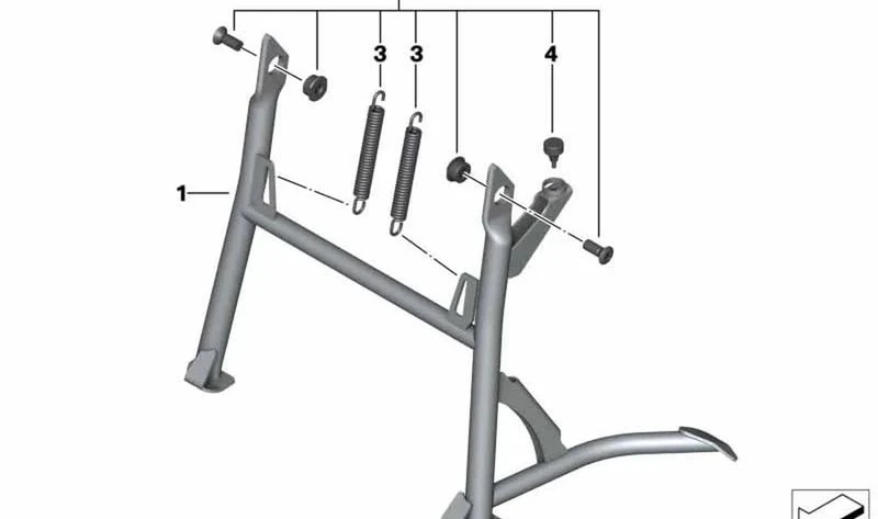 Juego de piezas adicionales caballete basculante OEM 77258523119 para motos BMW F700GS, F800GS, F800GS Adventure. Original BMW Motorrad.