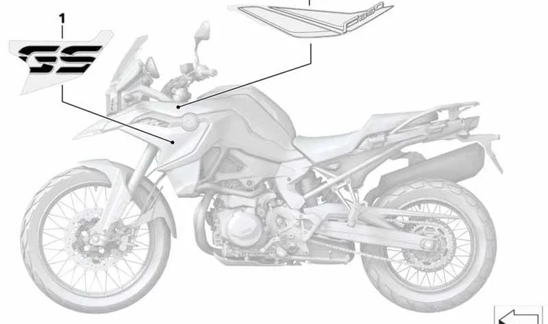 Inscripción derecha OEM 51149443256 para BMW Motorrad F850GS, F900GS. Original BMW Motorrad.