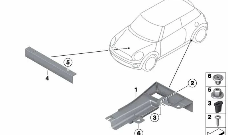 Deflector izquierdo OEM 51711502918 para MINI R50, R53, R56, R56 LCI, Cabrio R52, Cabrio R57, Cabrio R57 LCI, Coupé R58, Roadster R59. Original MINI.