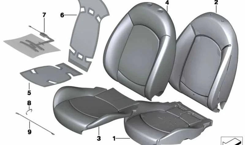 Funda de respaldo deportivo cuero izquierdo OEM 52109810241 para MINI Paceman R61. Original MINI.