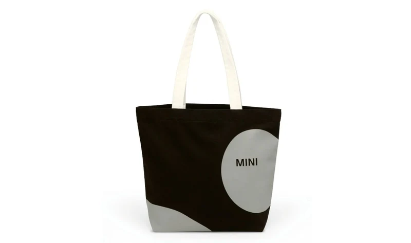 Bolsa shopper negra/gris con detalle cara del coche OEM 80225B320D0 para MINI. Original MINI.