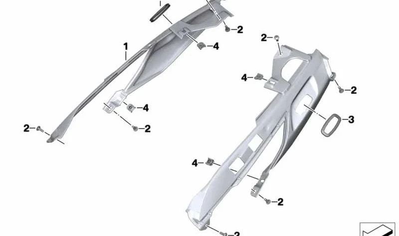 Paramento trasero izquierdo OEM 46638537987 para motos BMW K 1600 GT, K 1600 GTL. Original BMW Motorrad.