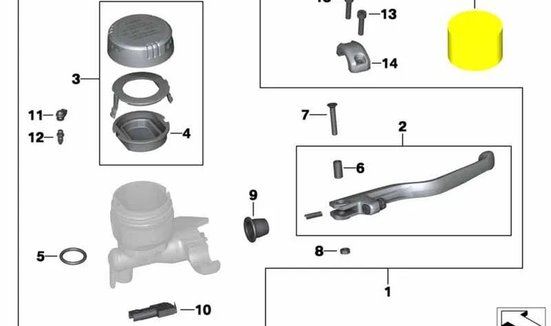 Conjunto del freno de mano delantero OEM 32727727028 para motos BMW K1200S, R1200ST, R1200S... y más. Original BMW Motorrad.