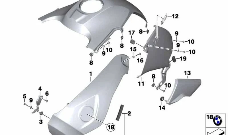 Revestimiento del depósito izquierdo OEM 46637727271 para BMW R 1200 GS Adventure (K25) 10/2008-07/2013. Original BMW Motorrad.