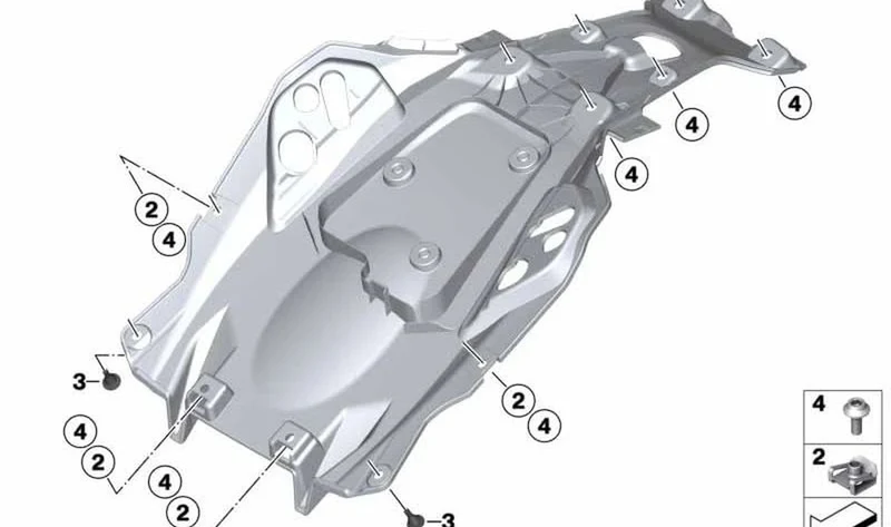 Revestimiento trasero abajo OEM 46638561435 para BMW Motorrad G 310 GS. Original BMW Motorrad.