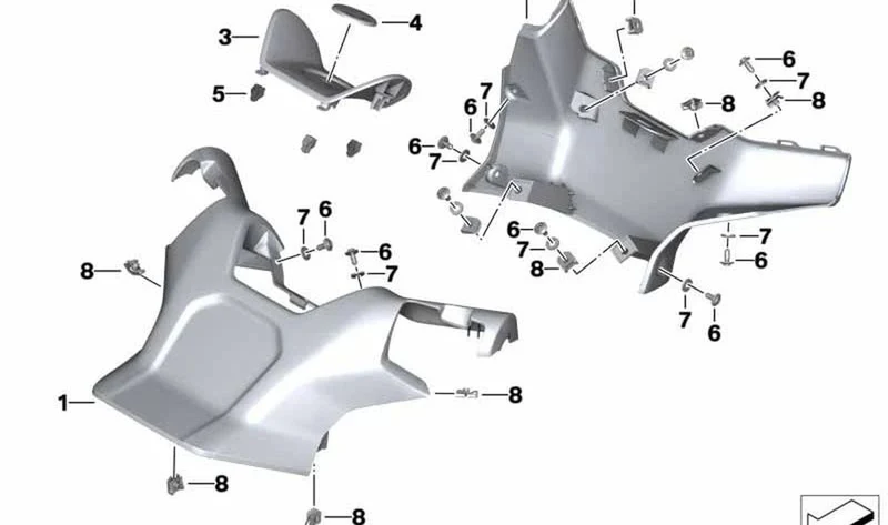Cubierta del manillar inferior OEM 46638546095 para BMW Motorrad C Evolution (K17). Original BMW Motorrad.