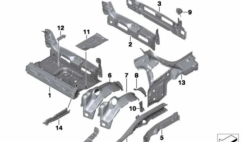 Larguero izquierdo OEM 41117208013 para MINI R50, R53, R56, Cabrio R52, Coupé R58... y más. Original MINI.