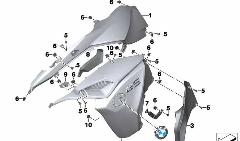 Paramento izquierdo OEM 46638535097 para BMW Motorrad F 800 GS Adventure (2012-2016). Original BMW Motorrad.