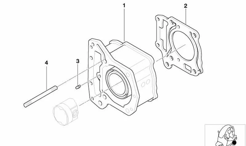 Junta pie de cilindro OEM 11117651438 para motos BMW C1 125, C1 200. Original BMW Motorrad.