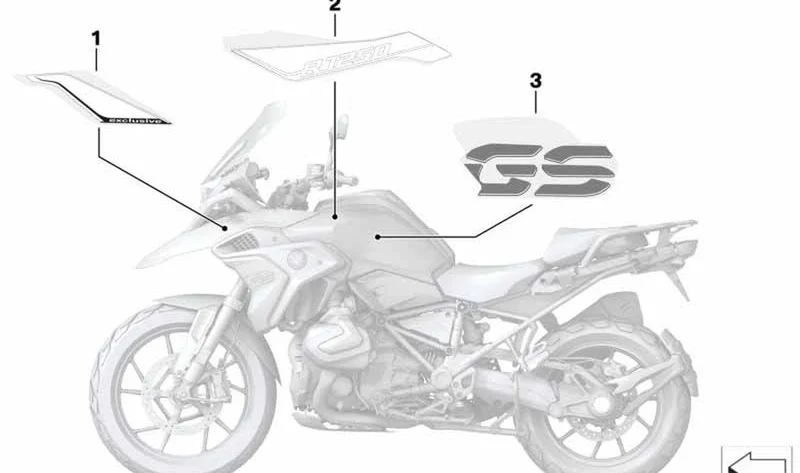 Inscripción izquierda OEM 51148406721 para motos BMW R1250GS (08/2018 - 03/2020). Original BMW Motorrad.