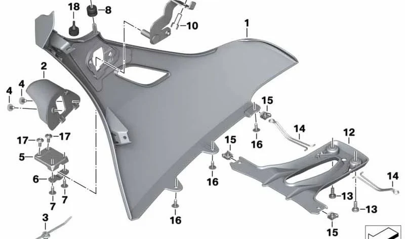 Soporte faro adicional luz carretera derecha OEM 46638557420 para motos BMW K 1600 GTL, K 1600 Bagger. Original BMW Motorrad.