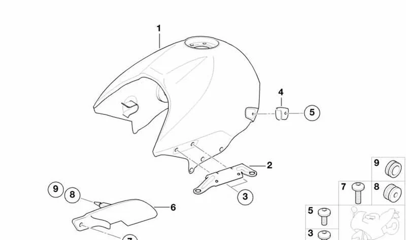 Depósito de combustible imprimado OEM 16112328707 para motos BMW R 1150 R, R 850 R... y más. Original BMW Motorrad.