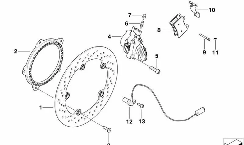 Silla sin taco de freno derecho OEM 34117716718 para BMW Motorrad F 800 GT, F 800 S, F 800 ST, F 800 R. Original BMW Motorrad.