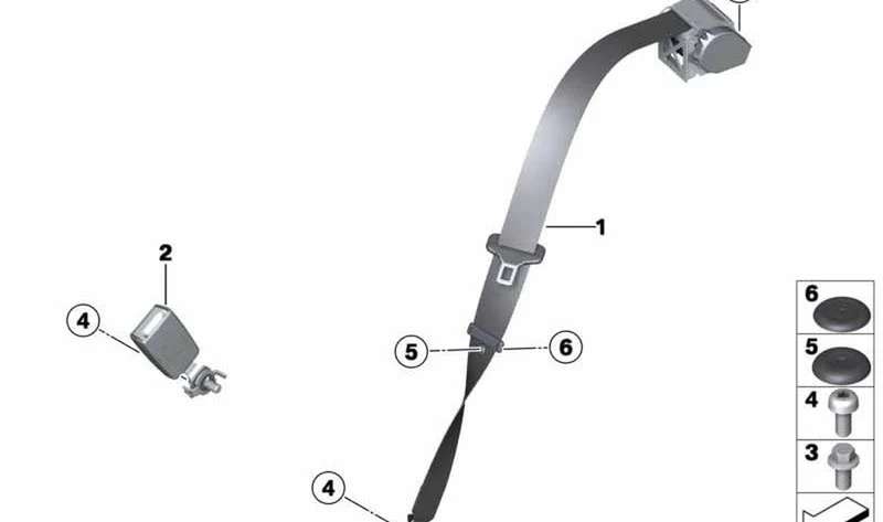 Cinturón de seguridad inferior derecho OEM 72119809868 para MINI Paceman R61 (03/2012 - 09/2016). Original MINI.