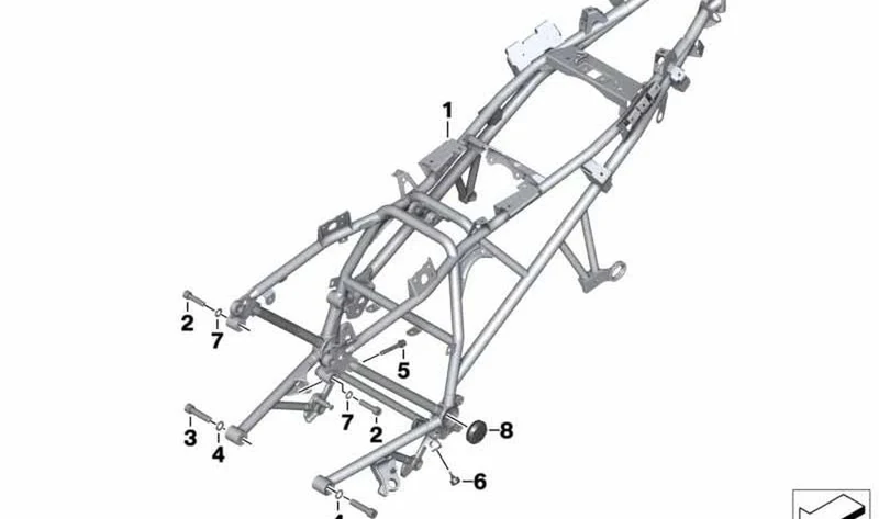 Cuadro trasero negro OEM 46518521840 para motos BMW R 1200 RT, R 900 RT. Original BMW Motorrad.