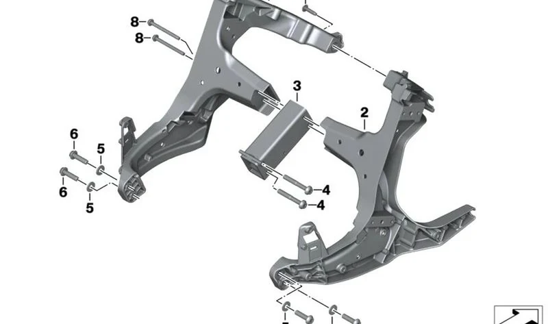 Soporte de revestimiento frontal izquierdo OEM 46638529329 para motos BMW R 1200 RT, R 1250 RT. Original BMW Motorrad.