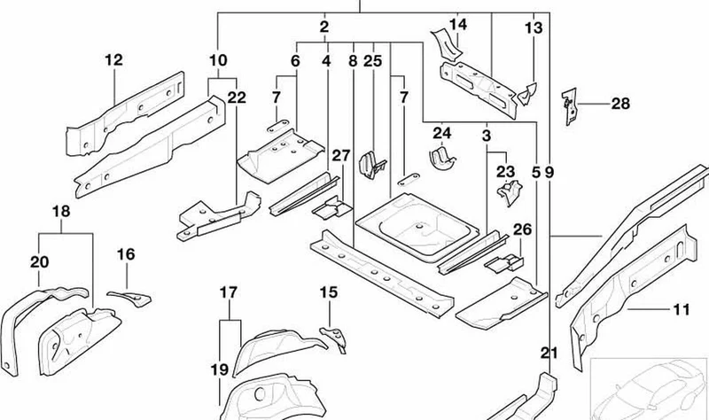 Passaruedas exterior trasero derecho OEM 41147044502 para MINI R50, R53. Original MINI.