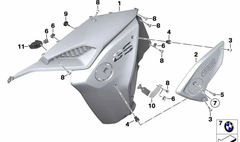 Soporte superior izquierdo OEM 46638535101 para motos BMW F 800 GS Adventure (2013-2017). Original BMW Motorrad.