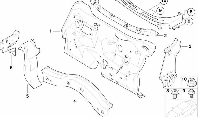 Columna interior derecha OEM 41137035316 para MINI R50, R53, Cabrio R52. Original MINI.