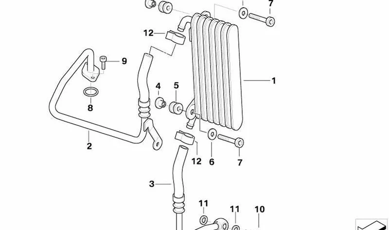 Tubería de refrigeración de aceite de escape OEM 17227686975 para BMW Motorrad R1200GS, HP2 Enduro. Original BMW Motorrad.